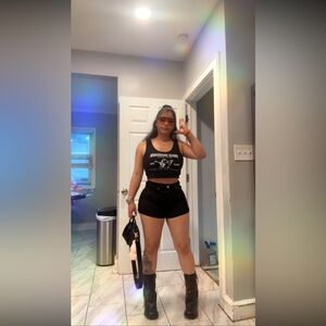 True religion Crop Top and Shorts Set